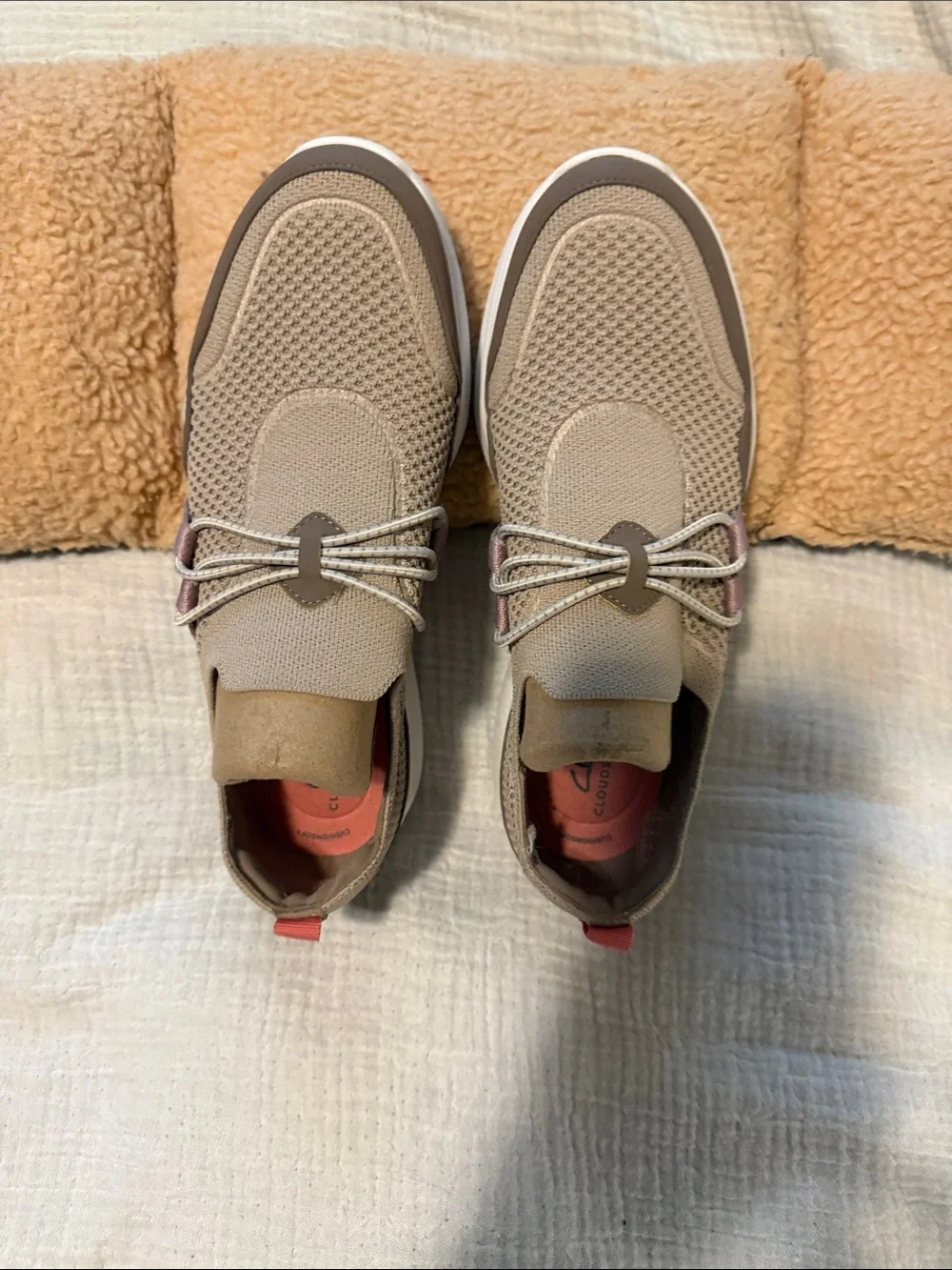 Womens Lightweight Knit Slip-On Shoes in Beige